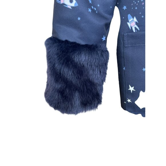 English Factory Constellation Long Jacket With Faux Fur Cuffs Small - Picture 2 of 6
